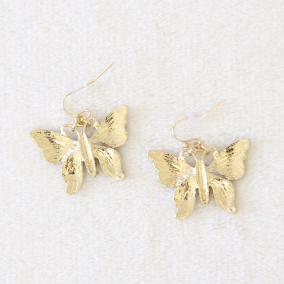Natasha Gold Rhinestone Butterfly Earrings - Picture 4 of 4
